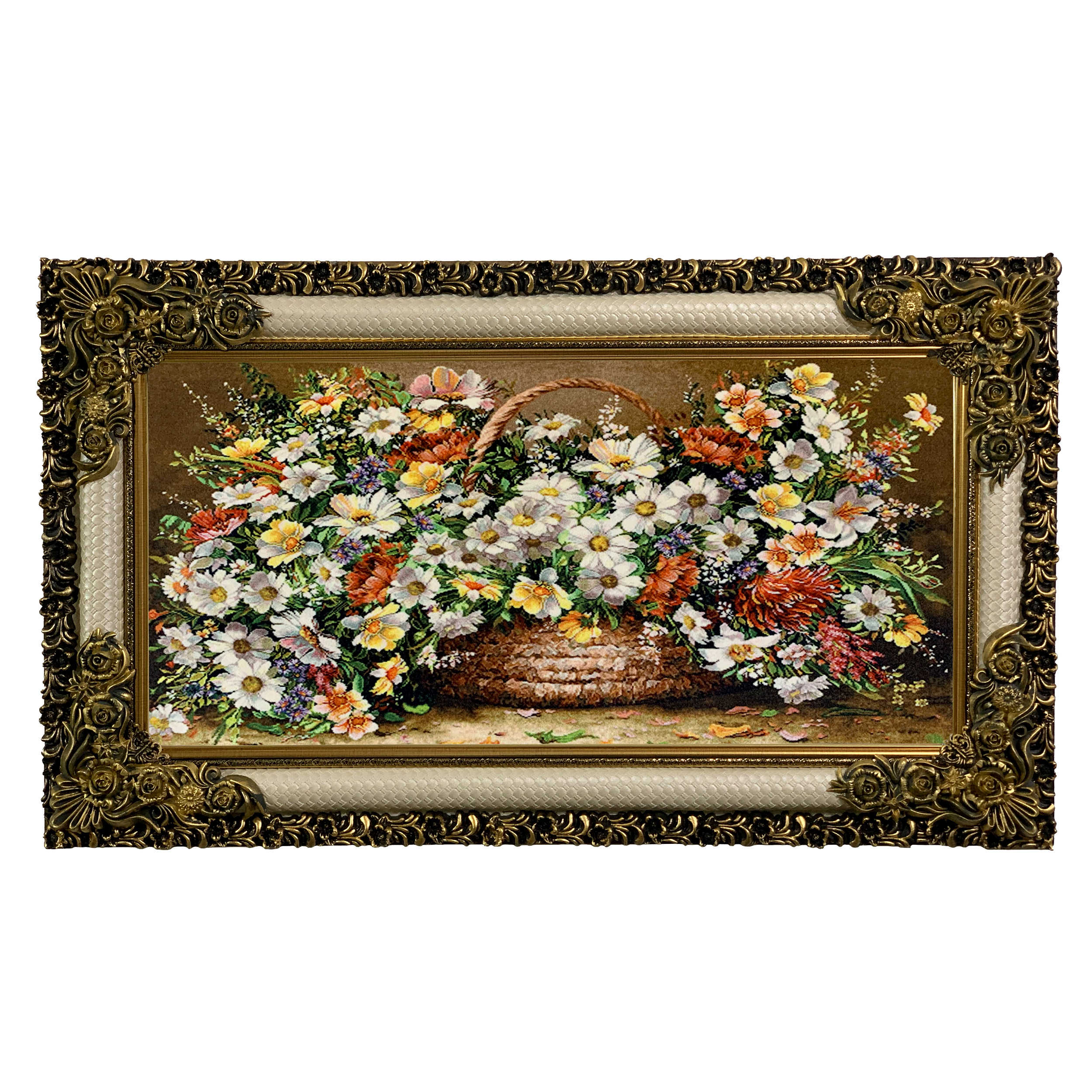 تابلو فرش ماشینی طرح سبد گل کد ۷۳۷۶ تابلو فرش ماشینی طرح سبد گل کد ۷۳۷۶